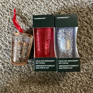 Starbucks Cold Cup Ornament Key Chain Set